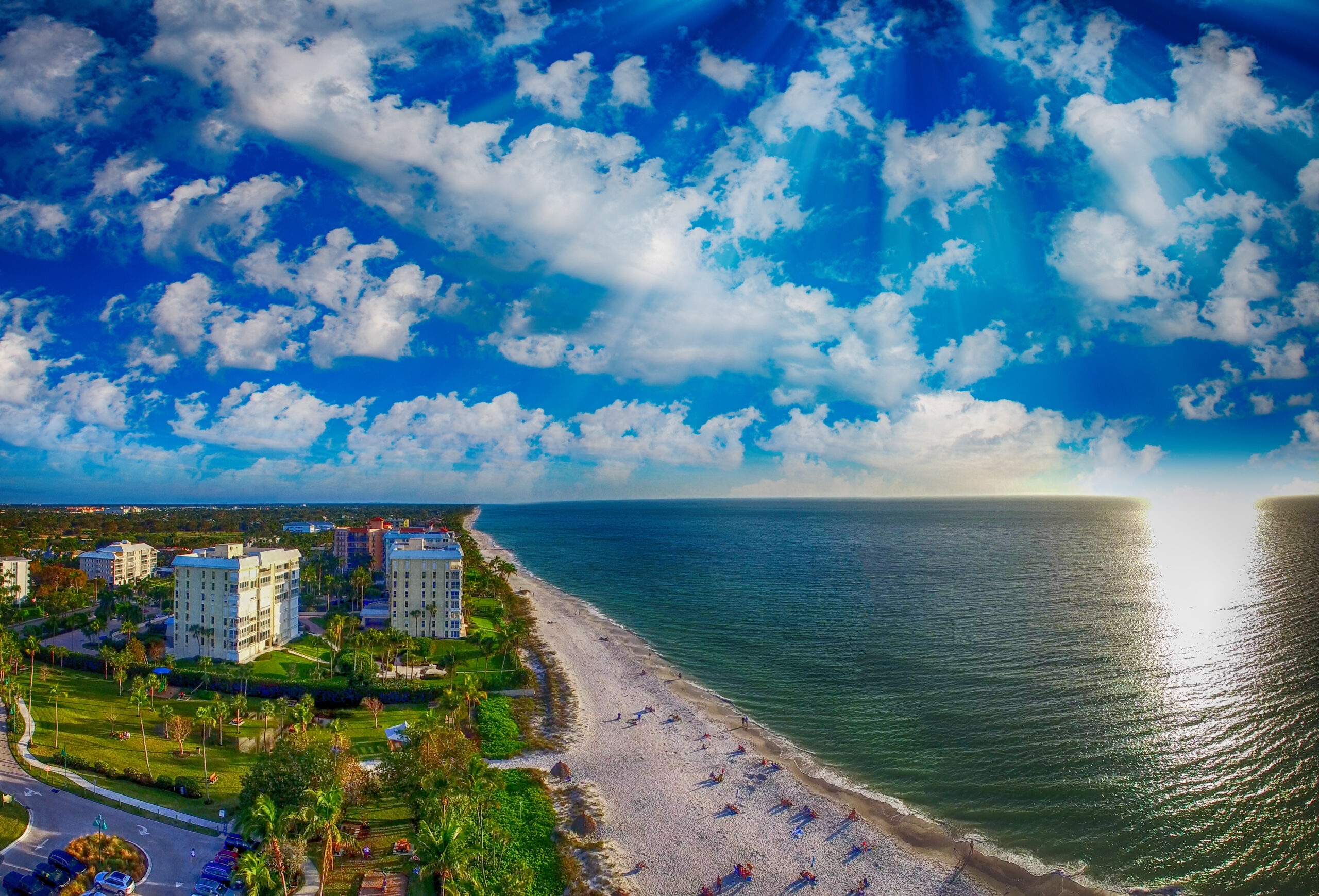 Aerial view of Naples beach, Florida.