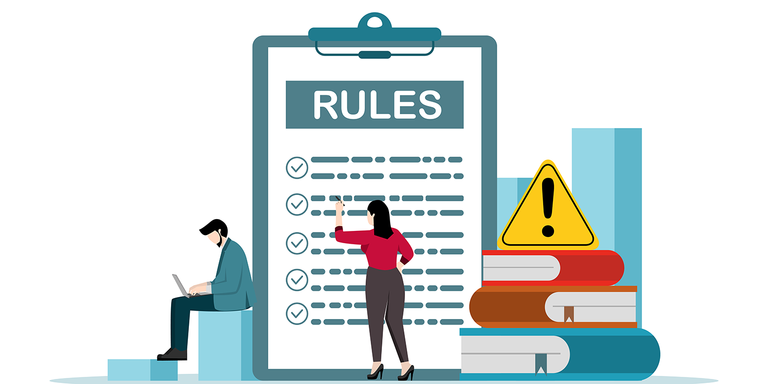 Illustration of figures reviewing rules