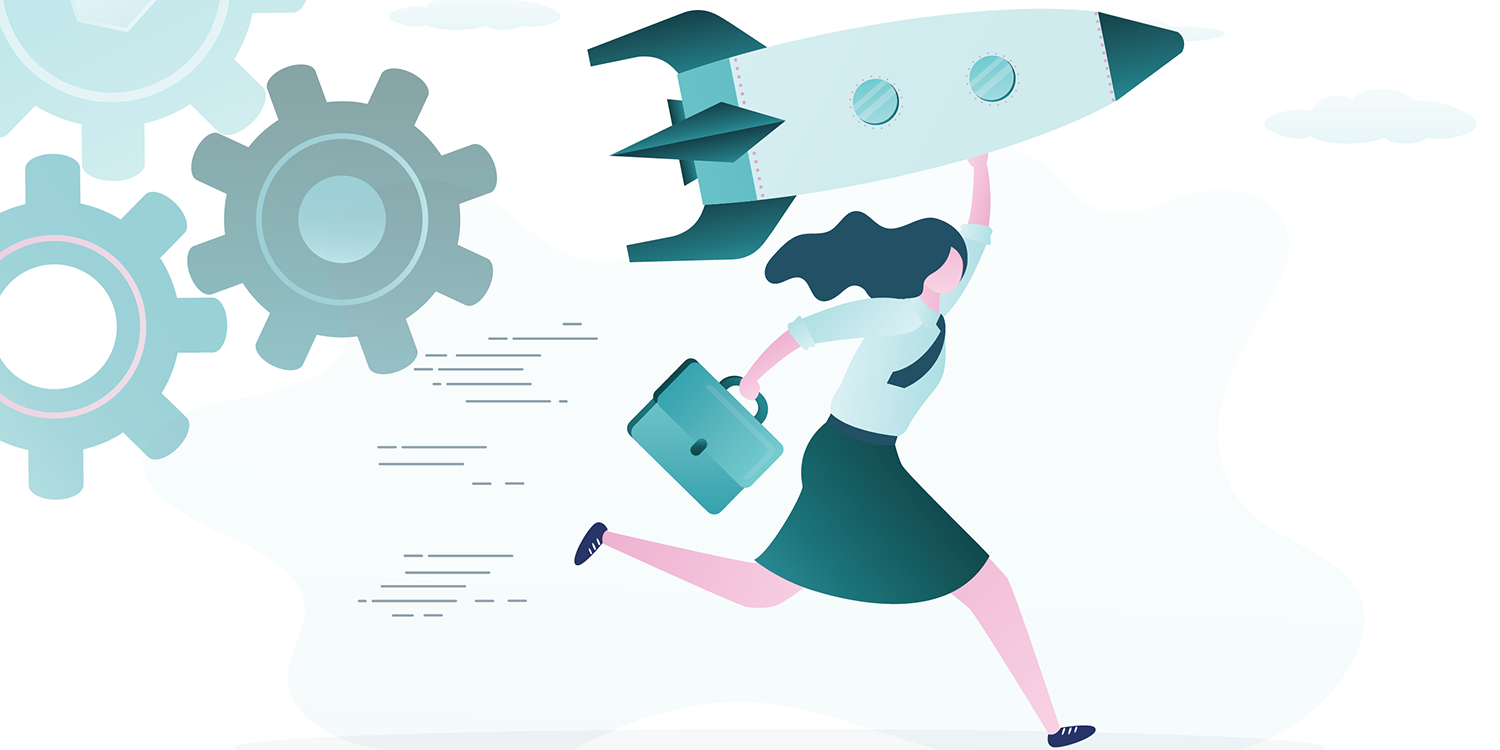 Illustration of Women Entrepreneur running